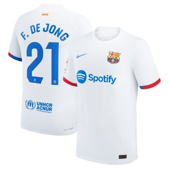 Frenkie de Jong Barcelona 2023/24 Away Jersey - White