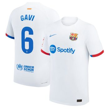 Gavi Barcelona 2023/24 Away Match Player Jersey - White