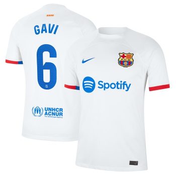 Gavi Barcelona 2023/24 Away Stadium Replica Player Jersey - White