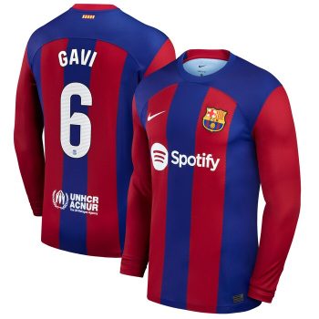 Gavi Barcelona 2023/24 Home Stadium Replica Long Sleeve Player Jersey - Royal