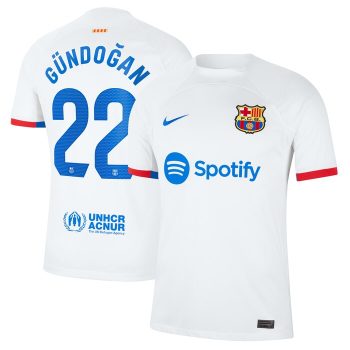 Ilkay Gundogan Barcelona 2023/24 Away Stadium Replica Player Jersey - White
