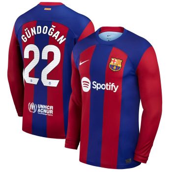 Ilkay Gundogan Barcelona 2023/24 Home Stadium Replica Long Sleeve Player Jersey - Royal