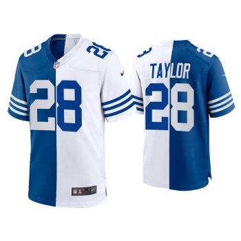 Jonathan Taylor Indianapolis Colts Royal White 2021 Throwback Split Jersey