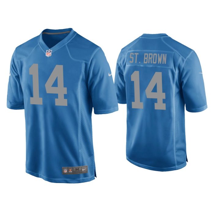 Men Amon-Ra St. Brown Detroit Lions Blue Throwback Game Jersey