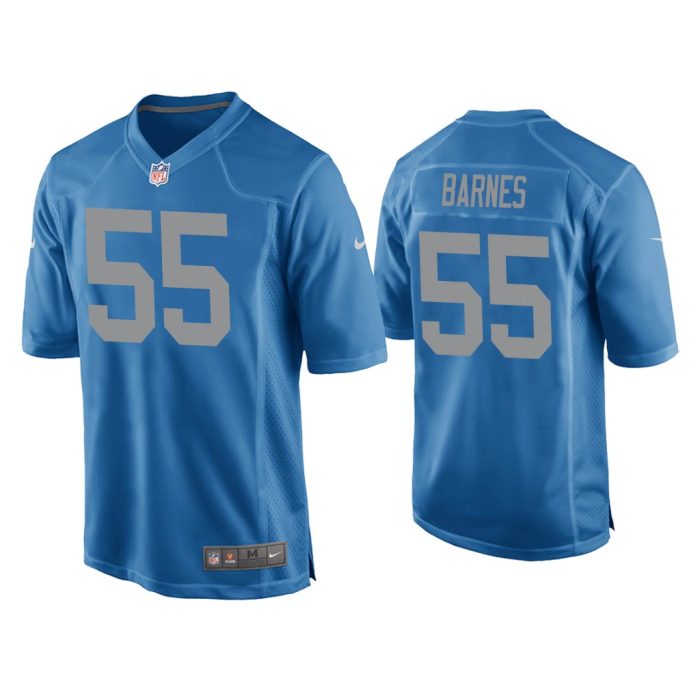 Men Derrick Barnes Detroit Lions Blue Throwback Game Jersey