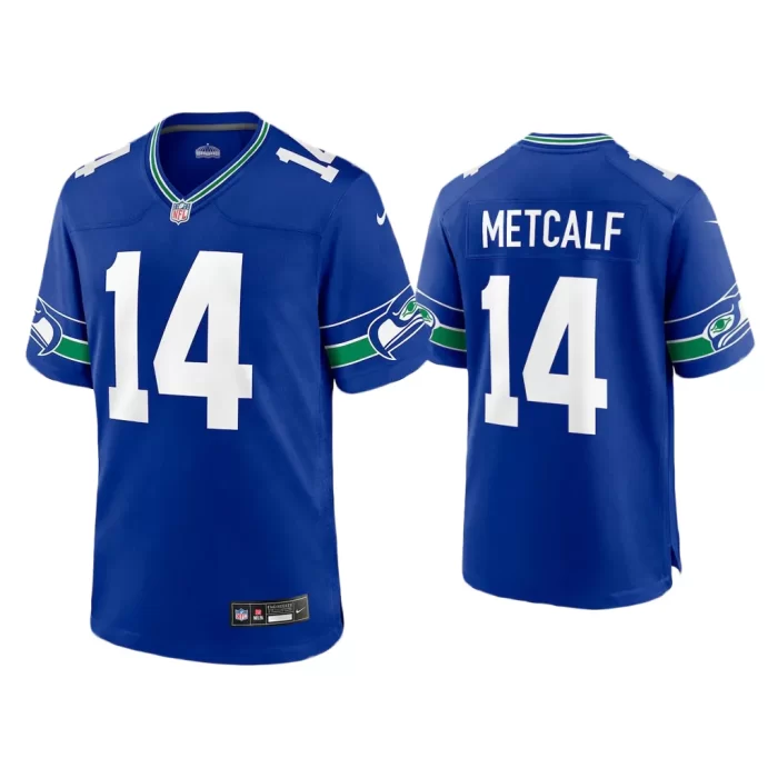 Men Dk Metcalf Seattle Seahawks Royal Throwback Game Jersey