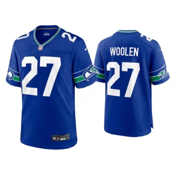 Men Tariq Woolen Seattle Seahawks Royal Throwback Game Jersey