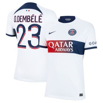 Ousmane Dembele Paris Saint-Germain Women's 2023/24 Away Stadium Replica Player Jersey - White