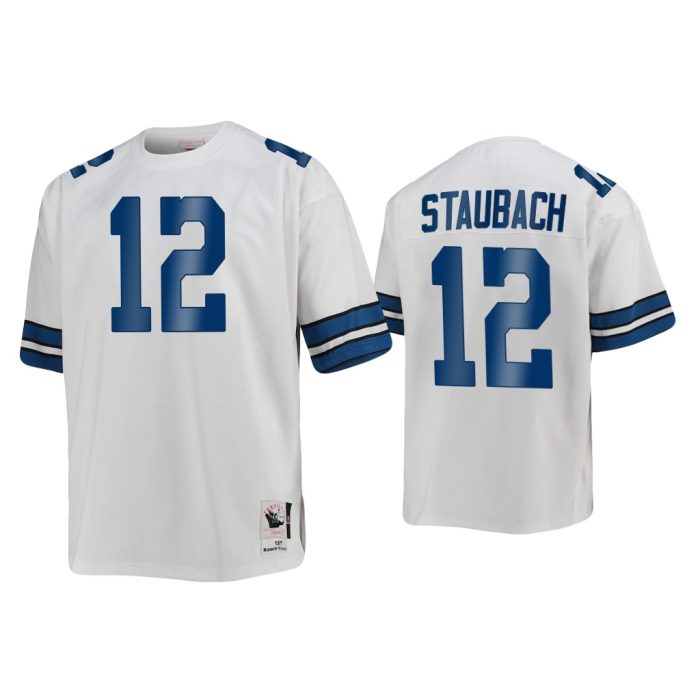 Roger Staubach Dallas Cowboys White 1977 Throwback Jersey