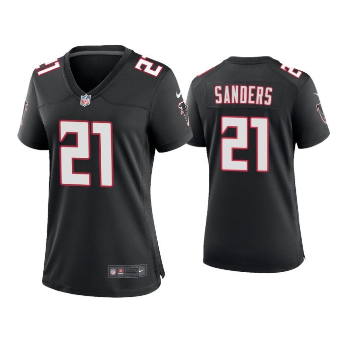 Women 2020 Deion Sanders Atlanta Falcons Black Throwback Game Jersey