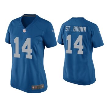 Women Amon-Ra St. Brown Detroit Lions Blue Throwback Game Jersey