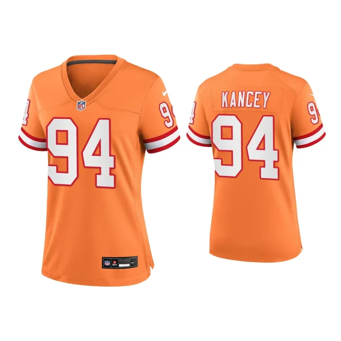 Women Calijah Kancey Tampa Bay Buccaneers Orange Throwback Game Jersey