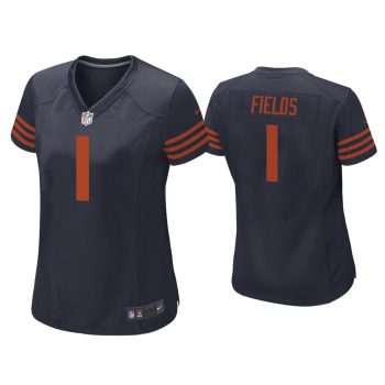 Women Justin Fields Chicago Bears Navy Throwback Game Jersey