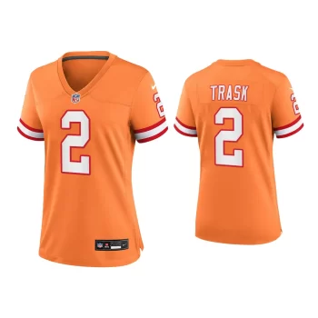 Women Kyle Trask Tampa Bay Buccaneers Orange Throwback Game Jersey