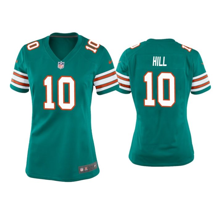 Women Tyreek Hill Miami Dolphins Aqua Throwback Game Jersey