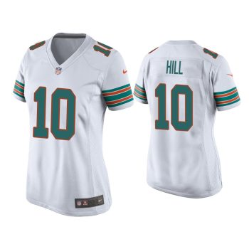 Women Tyreek Hill Miami Dolphins White Throwback Game Jersey