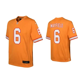 Youth Baker Mayfield Tampa Bay Buccaneers Orange Throwback Game Jersey