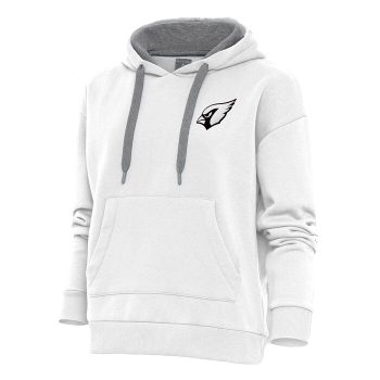 Arizona Cardinals Antigua Women's Metallic Logo Victory Pullover Hoodie - White