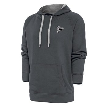 Atlanta Falcons Antigua Metallic Logo Victory Pullover Hoodie - Charcoal