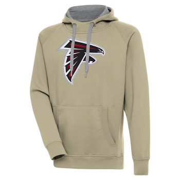 Atlanta Falcons Antigua Primary Logo Victory Pullover Hoodie - Khaki