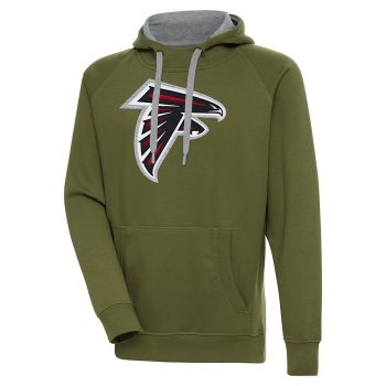 Atlanta Falcons Antigua Primary Logo Victory Pullover Hoodie - Olive