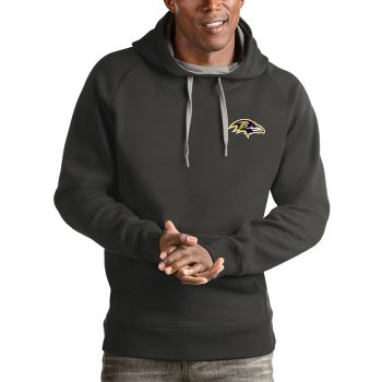 Baltimore Ravens Antigua Logo Victory Pullover Hoodie - Charcoal
