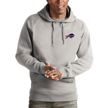 Buffalo Bills Antigua Logo Victory Pullover Hoodie - Heathered Gray