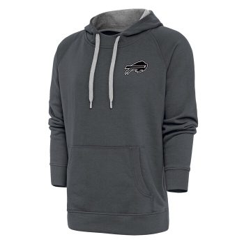 Buffalo Bills Antigua Metallic Logo Victory Pullover Hoodie - Charcoal