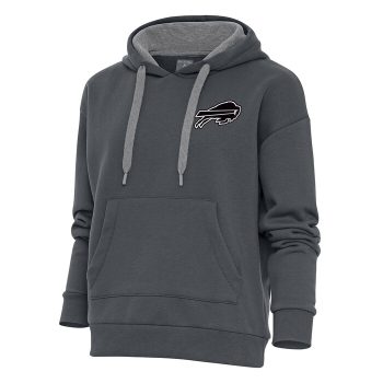 Buffalo Bills Antigua Women's Metallic Logo Victory Pullover Hoodie - Charcoal