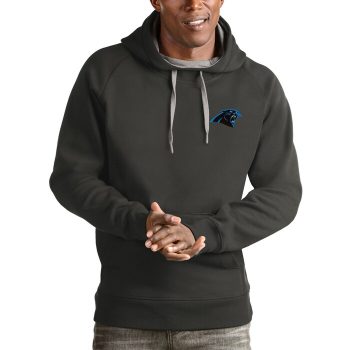 Carolina Panthers Antigua Logo Victory Pullover Hoodie - Charcoal