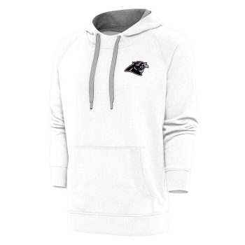 Carolina Panthers Antigua Metallic Logo Victory Pullover Hoodie - White