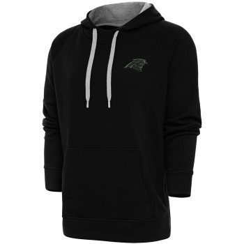 Carolina Panthers Antigua Tonal Logo Victory Pullover Hoodie - Black