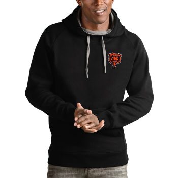 Chicago Bears Antigua Logo Victory Pullover Hoodie - Black