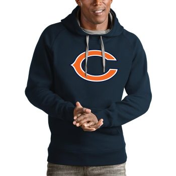 Chicago Bears Antigua Logo Victory Pullover Hoodie - Navy