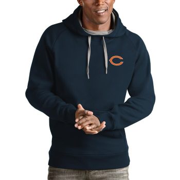 Chicago Bears Antigua Logo Victory Pullover Hoodie - Navy