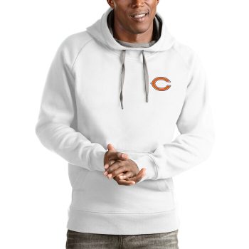 Chicago Bears Antigua Logo Victory Pullover Hoodie - White