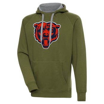 Chicago Bears Antigua Primary Logo Victory Pullover Hoodie - Olive
