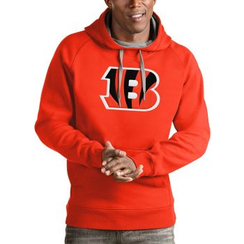 Cincinnati Bengals Antigua Logo Victory Pullover Hoodie - Orange