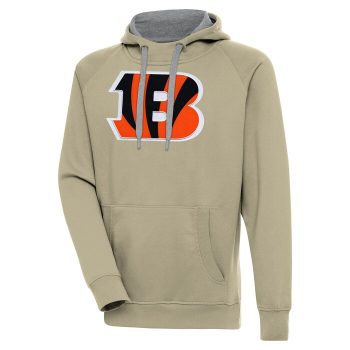 Cincinnati Bengals Antigua Primary Logo Victory Pullover Hoodie - Khaki