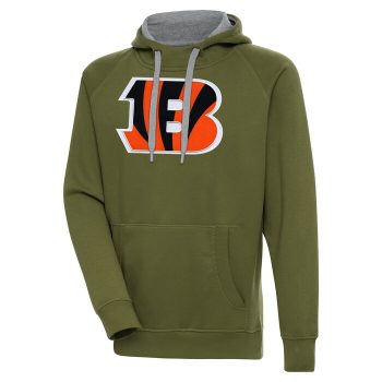 Cincinnati Bengals Antigua Primary Logo Victory Pullover Hoodie - Olive