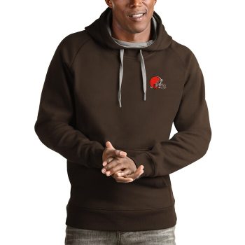 Cleveland Browns Antigua Logo Victory Pullover Hoodie - Brown