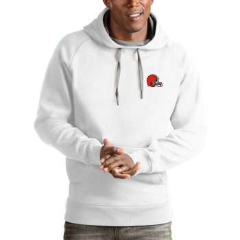 Cleveland Browns Antigua Logo Victory Pullover Hoodie - White