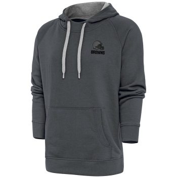 Cleveland Browns Antigua Tonal Logo Victory Pullover Hoodie - Charcoal