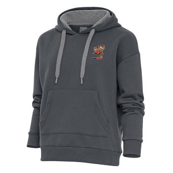 Cleveland Browns Antigua Women's Primary Team Logo Victory Pullover Hoodie - Charcoal