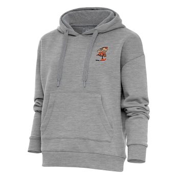 Cleveland Browns Antigua Women's Primary Team Logo Victory Pullover Hoodie - Heather Gray