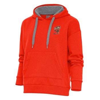 Cleveland Browns Antigua Women's Primary Team Logo Victory Pullover Hoodie - Orange