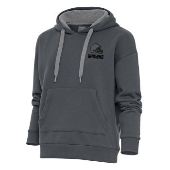 Cleveland Browns Antigua Women's Tonal Logo Victory Pullover Hoodie - Charcoal