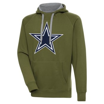 Dallas Cowboys Antigua Primary Logo Victory Pullover Hoodie - Olive