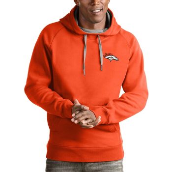 Denver Broncos Antigua Logo Victory Pullover Hoodie - Orange