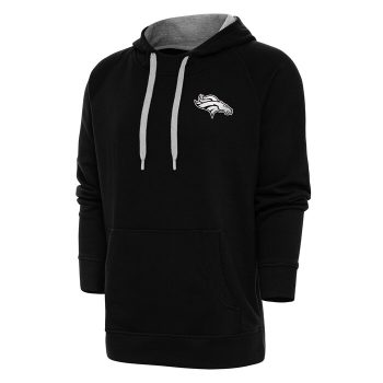 Denver Broncos Antigua Metallic Logo Victory Pullover Hoodie - Black